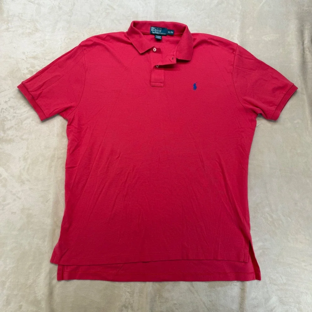 Polo Ralph Lauren Polo Shirt Mens XL Red Short Sleeve Blue Pony Embroidery